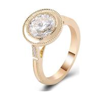 Wycian Anillo con Piedra Moissanita Anillo De Compromiso Mujer Oro 9K Redondo Tamaño 6,75 Actualización 3.0 Para Lesbian Graduación Joyas