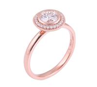Wycian Anillo conmemorativo de oro macizo de 9 quilates, moissanita redonda con moissanita, tamaño H 1/2, popular para esposa y graduación, L 1/2, Oro rosa de 14 quilates, Moissanita