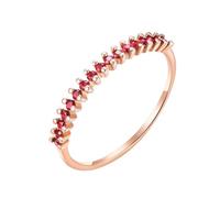 Wycian Anillo de Boda Anillo de Promesa Rojo Oro Rosa de 9 Quilates Rubí Redondo Simple de 2 Garras, Fino, de 0,22 CT Talla 23,5 Sólido No Chapado Moda para Hermana Compromiso Joyas
