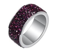 Wycian Anillo de Boda, Anillo Piedra Morado Oscuro Acero Inoxidable Tamaño 22 Anillo Redondo de 8 mm con Circonita Cúbica Morada Oscura para Esposa