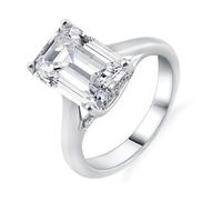 Wycian Anillo De Boda Anillo Piedras Oro Blanco De 9 Quilates Moissanita Pulido con Moissanita Rectangular De 1 CT Tamaño 6,75 Popular Para Hermana Graduación Joyas
