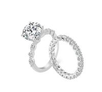 Wycian Anillo De Boda Anillos Moissanita Oro Blanco De 18 Quilates Juego De 2 Moissanitas Redondas De 3 Quilates Tamaño 6,75 Elegante Para Hermana Graduación Joyas
