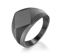 Wycian Anillo de Boda, Anillos Negros Mujer Acero Inoxidable Tamaño 25 1.8cm Rombo Liso para Tía Joyas