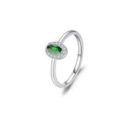 Wycian - Anillo de boda de alianza de oro blanco verde 9K/14K Au375/Au585 3X5mm esmeralda creado en laboratorio para damas y hermanas, 54, Oro blanco de 9 quilates, Esmeralda creada en laboratorio