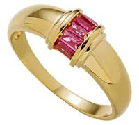 Wycian Anillo De Boda Mujer Oro Anillo Oro 14K Amarillo Turmalina con Rectángulo Creado Rubí Tamaño 8 Elegante Para Esposa Día De San Valentín Joyas