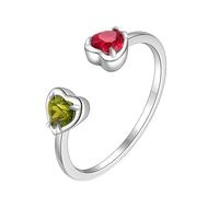 Wycian Anillo de boda personalizado para mujer, color rojo, 9 K/14 K, Au375/Au585, 4 mm, forma de corazón, fabricado en laboratorio, rubí para mujer, joyería de moda, 52 (16.6), Oro blanco de 14