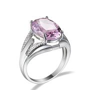 Wycian Anillo de circonita rosa, anillo de plata, tamaño sencillo, 6 anillos de compromiso de boda para mujeres
