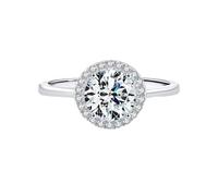 Wycian Anillo de compromiso de decoración Moissanite 9K/14K Au375/Au585, 7 x 7 mm, forma redonda, moissanita, anillo para hermanas, joyas modernas, regalo, 47 (15.0), Oro blanco de 14 quilates