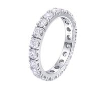 Wycian - Anillo de compromiso de oro blanco de 18 quilates, N/A, color azul, 47.5, Oro blanco de 18 quilates, Diamante sintético