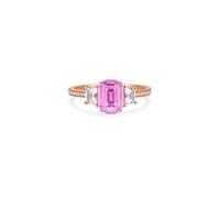 Wycian Anillo de compromiso de oro rosa 9K/14K/18K geométrico con zafiro rosa colorido de 1,08 quilates y diamante, tamaño H 1/2 macizo, no chapado, mejora 3.0 para graduación de esposa, L 1/2, Oro
