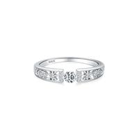 Wycian Anillo de compromiso de plata 925 para mujer, circonita cúbica, diseño hueco de estrella y luna, tamaño J 1/2, regalos para mujeres y madres simples, J 1/2, Plata de ley, Zirconia cúbica