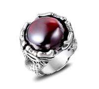 Wycian Anillo de Compromiso Mujer, Anillo Acero Inoxidable Tamaño 25 21.9mm Dragones Dobles con Piedra Roja para Madre Joyas