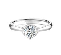 Wycian Anillo de Compromiso Mujer Anillo Brillantes Mujer Oro Blanco de 14 Quilates con Diamante Redondo de 0,5 CT Talla 25 Sólido No Chapado Moda para Tía Graduación Joyas