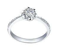 Wycian Anillo de Compromiso Mujer Diamante Anillos de Oro Blanco 9K Mujer Flor con Diamante de 0,4 CT Talla 6,75 Sólido No Chapado Moderno para Señoras Graduación Joyas