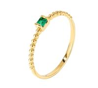 Wycian Anillo de Compromiso Mujer Esmeralda Anillos Oro 18K Forma de Bola con Esmeralda Cuadrada de 0,05 CT Talla 23,5 Sólido No Chapado Moda para Hermana Navidad Joyas