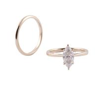 Wycian Anillo De Compromiso Mujer Moissanita Anillos Oro 9K Conjunto Marquesa con Moissanita Tamaño 6,75 Actualización 3.0 Para Hermana Graduación Joyas
