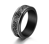 Wycian Anillo de Compromiso Mujer Vikingo, Anillos Mujer Negro Acero Inoxidable Tamaño 20 8mm Nudo Triangular Giratorio para Lesbiana Joyas