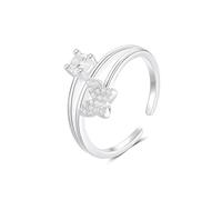Wycian Anillo de compromiso para mujer, anillo de boda 9K/14K Au375/Au585, 3 mm, forma redonda, moissanita, anillo para hermanas, joyas modernas, 61 (19.4), Oro blanco de 14 quilates, Moissanita