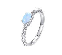 Wycian Anillo de compromiso para mujer, oro nórdico, ópalo, 9 K/14 K, Au375/Au585, 4 x 6 mm, forma ovalada, ópalo, anillo para tía elegante, 16, Oro blanco de 14 quilates, Ópalo