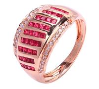 Wycian Anillo de eternidad para mujer, anillo de rubí creado en laboratorio, oro rosa de 18 quilates con rubí rojo de 1,08 quilates y diamante, tamaño H 1/2, sólido, no chapado, moda para hombres y
