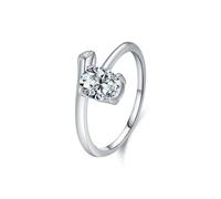 Wycian Anillo de mujer Moissanite 9K/14K Au375/Au585, 5 x 7 mm, forma ovalada, moissanita, anillo para hermanas, joyas modernas, regalo, 14, Oro blanco de 14 quilates, Moissanita