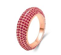 Wycian Anillo de oro rosa 750, alianzas de boda de 18 quilates, oro rosa 2,75, talla 45 (14,3) para mujer, baile de graduación, 7, Oro rosa de 18 quilates, Corindón