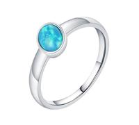 Wycian - Anillo de plata para mujer, solitario de oro blanco 9K/14K Au375/Au585, 4 x 6 mm, ópalo para esposa, 59, Oro blanco de 14 quilates, Ópalo