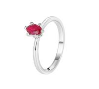 Wycian Anillo De Promesa Anillo De Plata Mujer Compromiso Oro Blanco De 18 Quilates AU750 Ruby Creado En Laboratorio Solitario Tamaño 13,5 Actualización 3.0 Para Esposa Día De La Madre Joyas