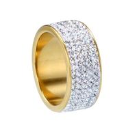Wycian Anillo de Promesa, Anillo Dorado Circonia Cúbica Acero Inoxidable Tamaño 25 8mm Redondo con Zirconia Cúbica Blanca para Hermana Joyas
