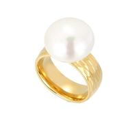 Wycian Anillo de Promesa, Anillo Dorados Acero Inoxidable Tamaño 12 8mm con Concha de Perla para Hermana Joyas