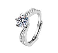 Wycian Anillo De Promesa Anillo Piedra Plata Oro Blanco De 18 Quilates Diamante De Laboratorio Redonda Trenzada De 6 Puntas, 1 CT Tamaño 6,75 Moda Para Tía Graduación Joyas