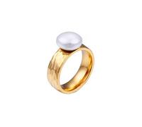 Wycian Anillo de Promesa Mujer, Anillos de Compromiso Oro Acero Inoxidable Tamaño 12 con Concha de Perla para Hermana Joyas