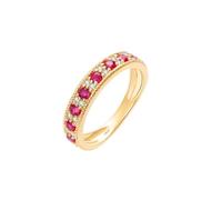Wycian Anillo de Promesa Mujer Anillos de Promesa Mujer Oro 14K con Rubí Redondo de 0,45 CT Y Diamante de 0,14 CT Talla 6,75 Sólido No Chapado Actualización 3.0 para Señoras Graduación Joyas