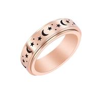 Wycian Anillo de Promesa Rojo, Anillo de Compromiso Mujer Oro Rosa Acero Inoxidable Tamaño 15 6mm Estrella Luna Giratoria para Esposa Joyas