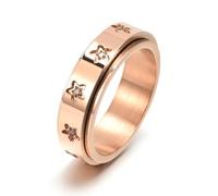 Wycian Anillo de Promesa Rojo, Anillos de Compromiso Oro Rosa Circonia Cúbica Acero Inoxidable Tamaño 25 6mm Giratorio de Estrella para Tía