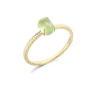 Wycian Anillo de promesa verde, anillos de oro de 18 quilates, ovalado, tamaño prehnita, apilable, para mujer, aniversario, V 1/2, Oro amarillo de 18 quilates, Prehnita