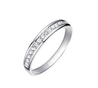 Wycian Anillo Diamante Anillo Plateado Oro Blanco de 14 Quilates con Diamante de 0,2 CT Talla 25 Sólido No Chapado Popular para Hermana Graduación Joyas