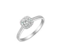 Wycian Anillo Diamante Anillos de Oro Blanco 9K Mujer con Diamante de Forma Redonda de 0,5 CT Talla 6,75 Sólido No Chapado Elegante para Señoras Graduación Joyas