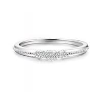 Wycian Anillo Diamante Compromiso Anillo de Boda Plata PT950 con Diamante de 0,1 CT Talla 25 Sólido No Chapado Popular para Hermana Graduación Joyas