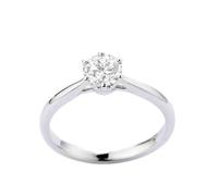 Wycian Anillo Diamantes Anillos de Oro Blanco 9K Mujer Diamante Redondo de 6 Puntas de 0,5 CT Talla 6,75 Sólido No Chapado de Primera Calidad para Hermana Graduación Joyas