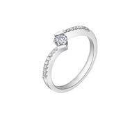 Wycian Anillo Diamantes Mujer Anillos de Oro Blanco 9K Mujer con Diamante Redondo de 0,2 CT Talla 6,75 Sólido No Chapado Moda para Señoras Graduación Joyas
