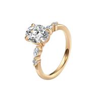 Wycian Anillo Dorado Mujer Anillos Oro 9K Moissanita Moissanita De 2 Quilates con Forma Ovalada De 4 Garras Tamaño 6,75 Moda Para Señoras Graduación Joyas