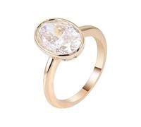 Wycian Anillo Dorados Mujer Anillo Oro 18K Amarillo Moissanita Solitario con Moissanita Ovalada De 1 CT Tamaño 6,75 Moderno Para Señoras Graduación Joyas