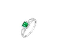 Wycian Anillo Esmeralda Anillo Oro Blanco Mujer 18 Kilates con Esmeralda Cuadrada de 0,4 CT Y Diamante de 0,2 CT Talla 6,75 Sólido No Chapado Moda para Hermana Graduación Joyas