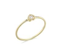 Wycian Anillo grabado, anillo de oro de 18 quilates, D redondo, moissanita, apilable, nudillo para mujer, aniversario, P 1/2, Oro amarillo de 18 quilates, Moissanita