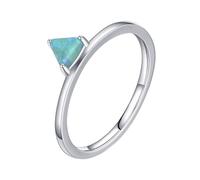 Wycian Anillo grabado de bisutería anillos azul 9 K/14 K Au375/Au585 4 x 4,4 mm forma triangular, ópalo, anillo para tía elegante regalo, 45 (14.3), Oro blanco de 9, Ópalo
