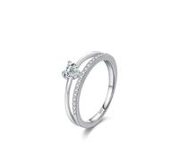 Wycian Anillo grabado mujer anillo plata 1.6mm Líneas doble capa con zirconia amor tamaño para novia simple, 54, Plata de ley, Zirconia cúbica