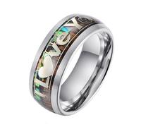 Wycian Anillo Luna, Anillos Tungsteno Mujer Tamaño 12 Ópalo de Madera Te Amo para Abuela Joyas