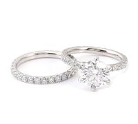 Wycian Anillo Moissanita Mujer Anillos De Oro Blanco 9K Mujer 2 Piezas Redondas Tamaño 22 Simple Para Hermana Día De San Valentín Joyas