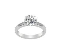 Wycian Anillo Moissanita Mujer Anillos De Oro Blanco 9K Mujer Anillo Redondo De 4 Garras con Moissanita De 1 CT Tamaño 6,75 Moda Para Señoras Graduación Joyas